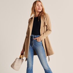 Abercrombie Drapey Trench Coat—Light Brown—Small